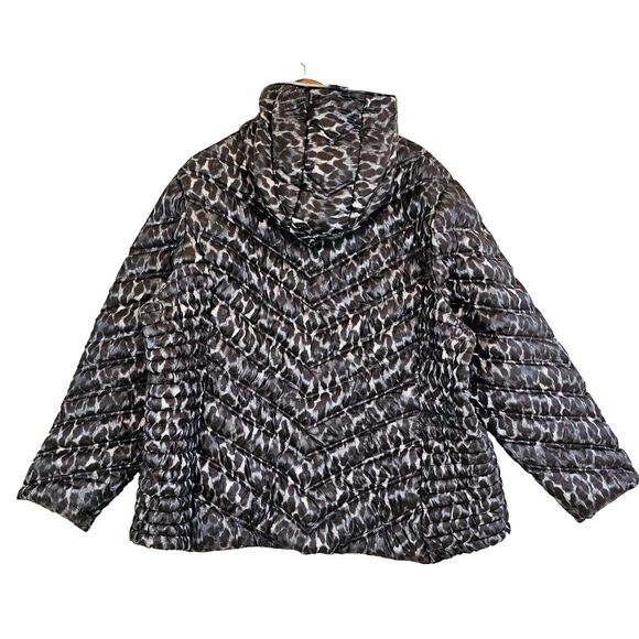 Laundry by Shelli Segal Hooded Down Quilt Puffer Down Animal Print Size 3X - Picture 2 of 14